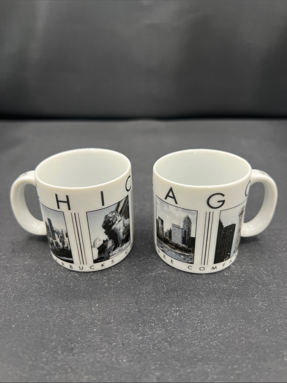 Starbucks Black and White Chicago Skyline Espresso Mugs - Set of 2